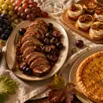 Recette au raisin sur table avec plats sucrés-salés