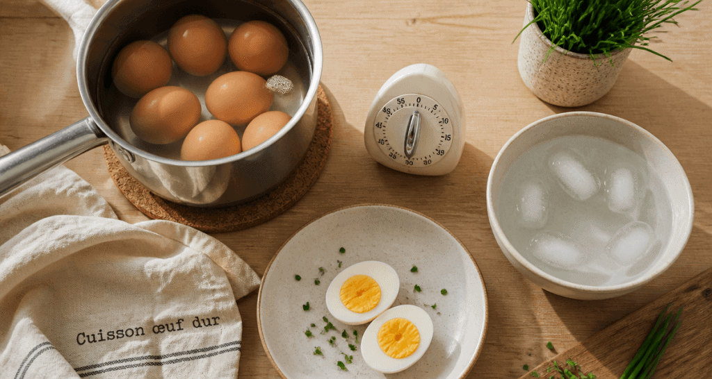 temps cuisson oeuf dur eau froide casserole minuteur oeufs durs