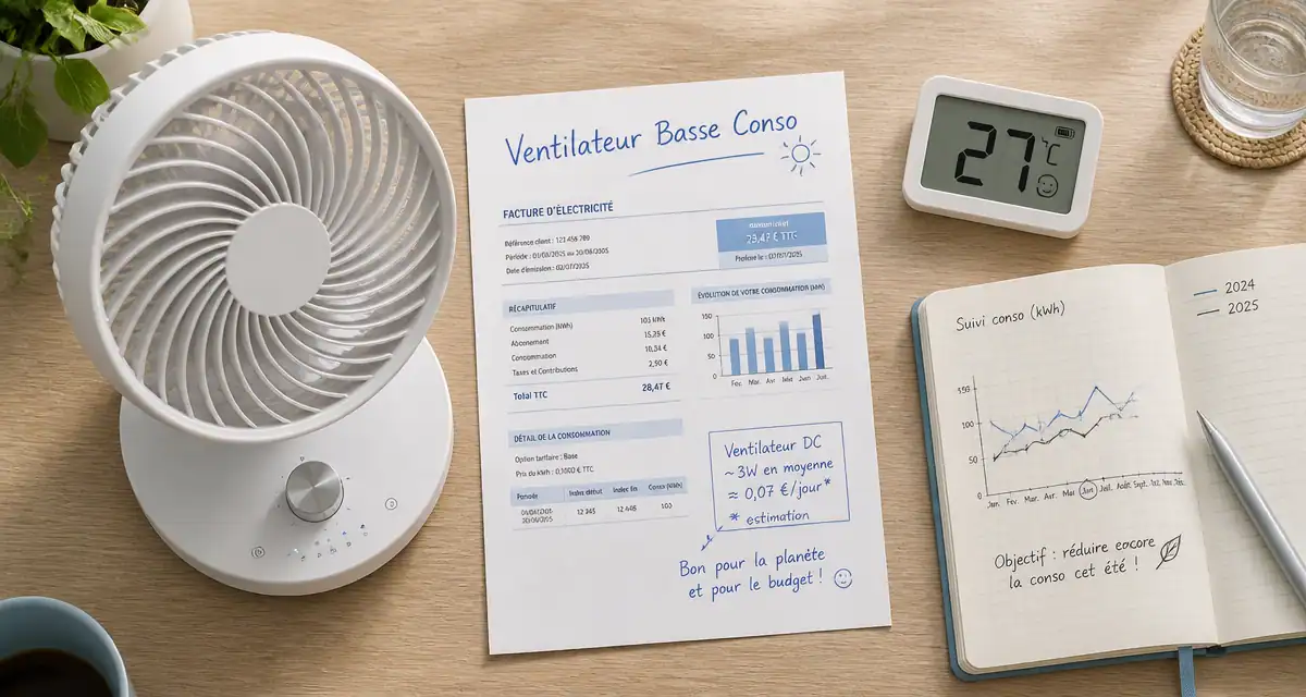 ventilateur basse consommation facture électricité thermomètre
