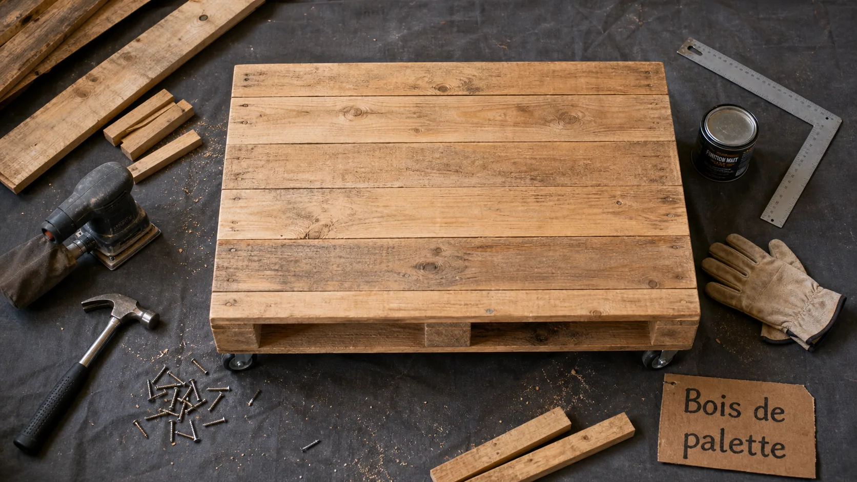 Bois de palette meuble : table basse DIY poncée