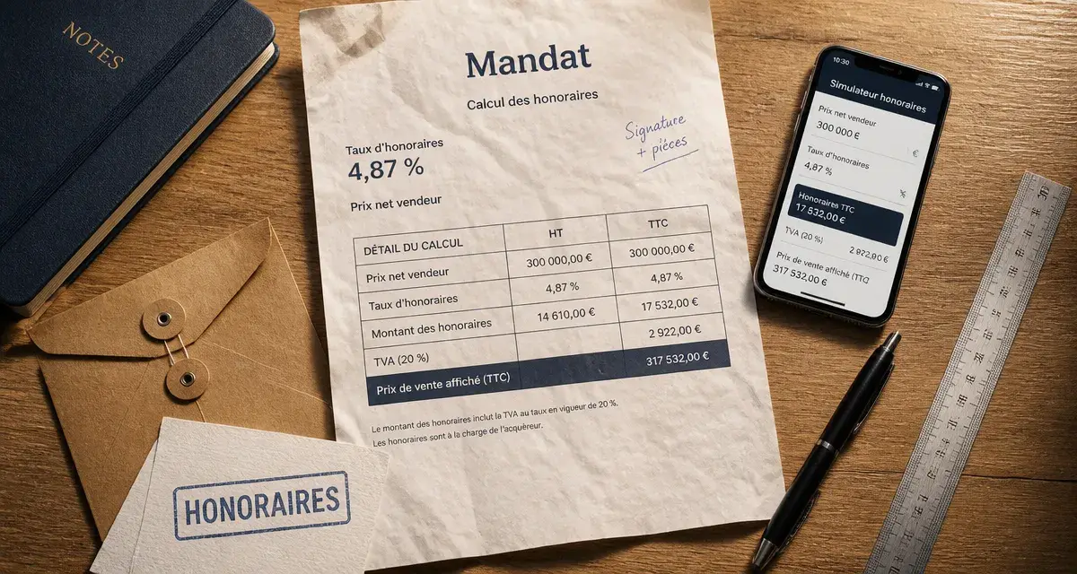 Commission agent immobilier 4,87 % : partage agence-agent et marge de négociation