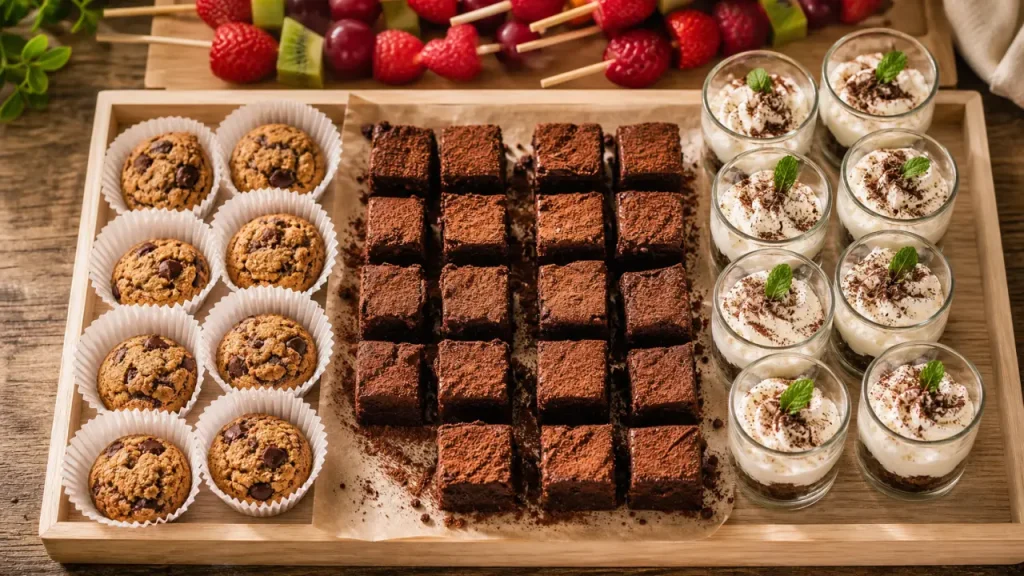 Dessert apéro dinatoire : mini verrines crème et cookies, buffet sucré