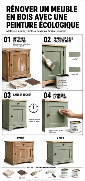 Rénover ses meubles en bois avec des peintures écologiques : étapes de préparation, application et protection