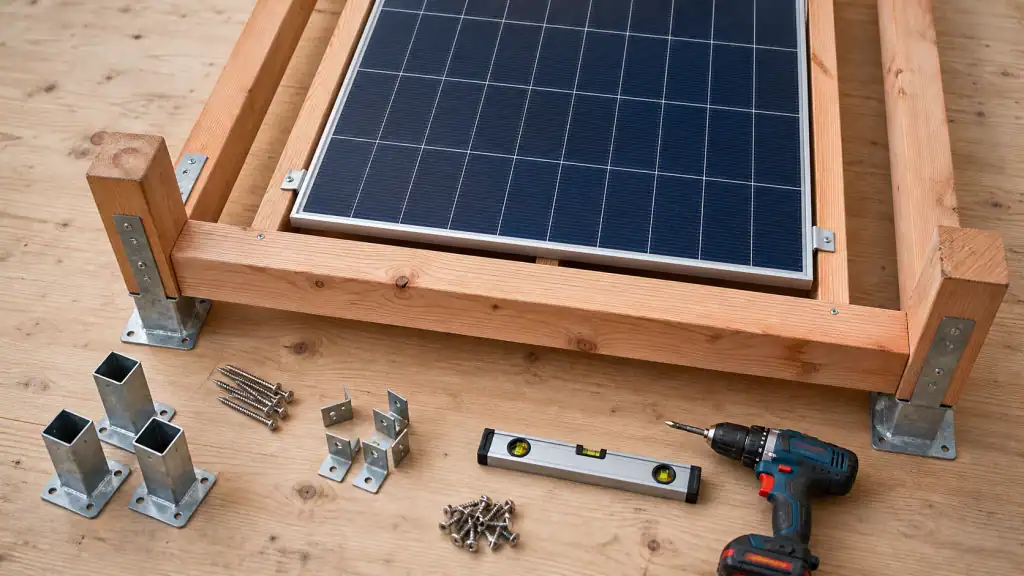 Fabriquer support panneau solaire bois : cadre en bois et outils