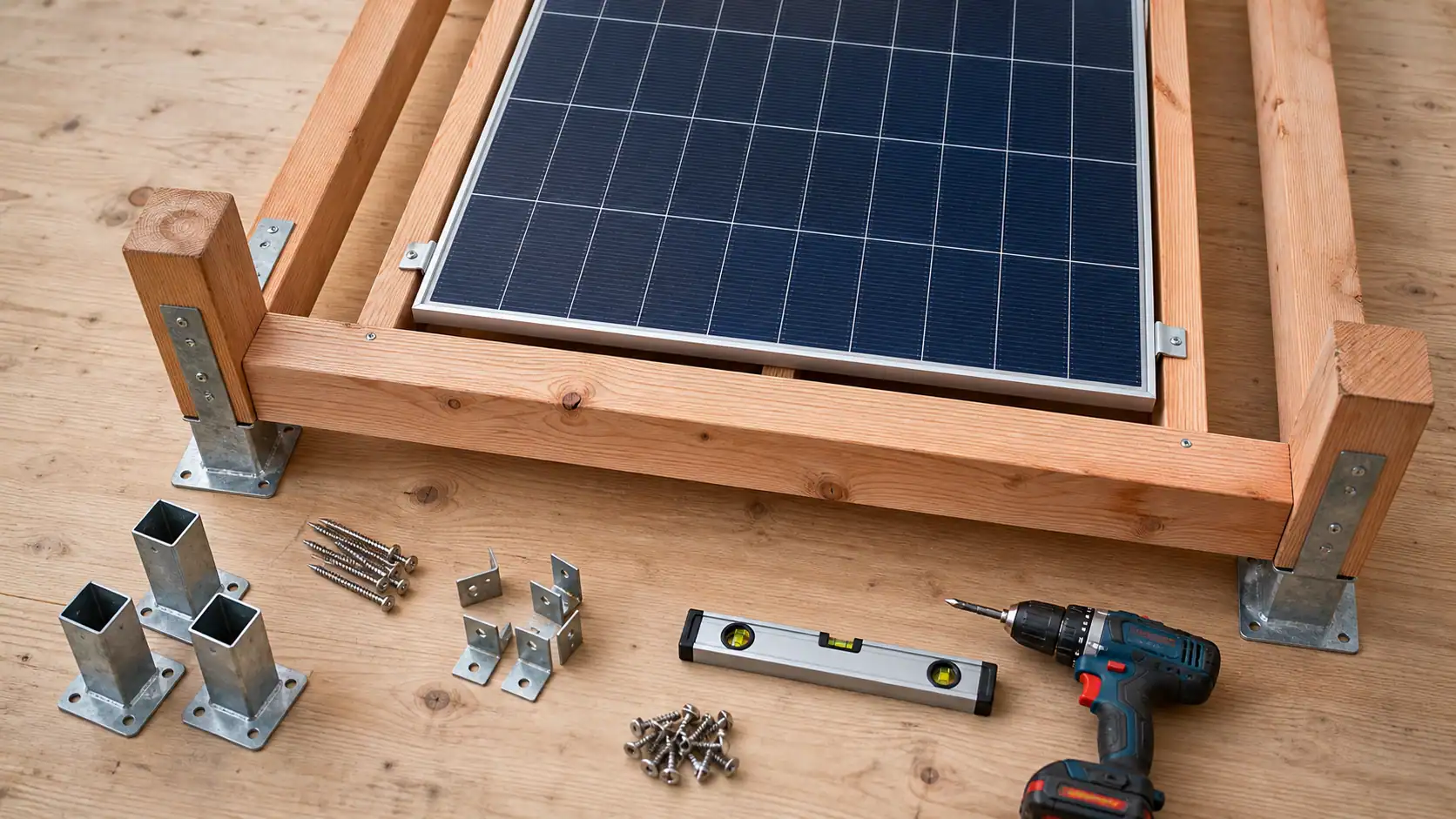 Fabriquer support panneau solaire bois : cadre en bois et outils