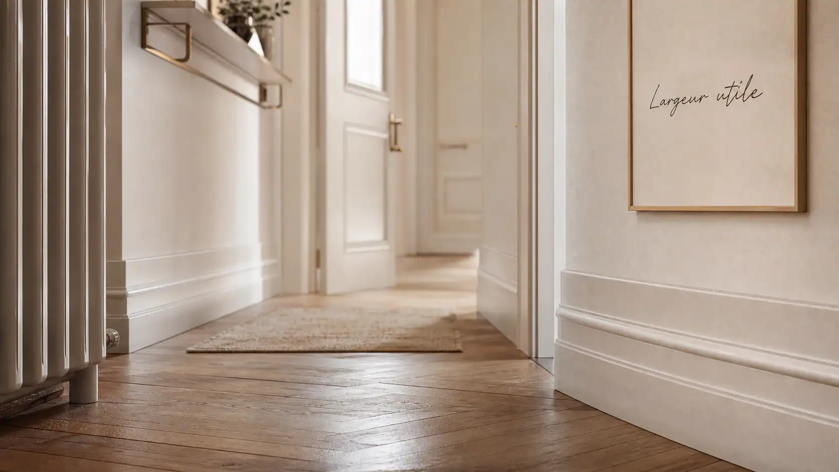 Largeur couloir : porte et console, 90 cm à 1,40 m