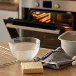 Nettoyer four vinaigre blanc : éponge, eau et vinaigre pour retirer la graisse