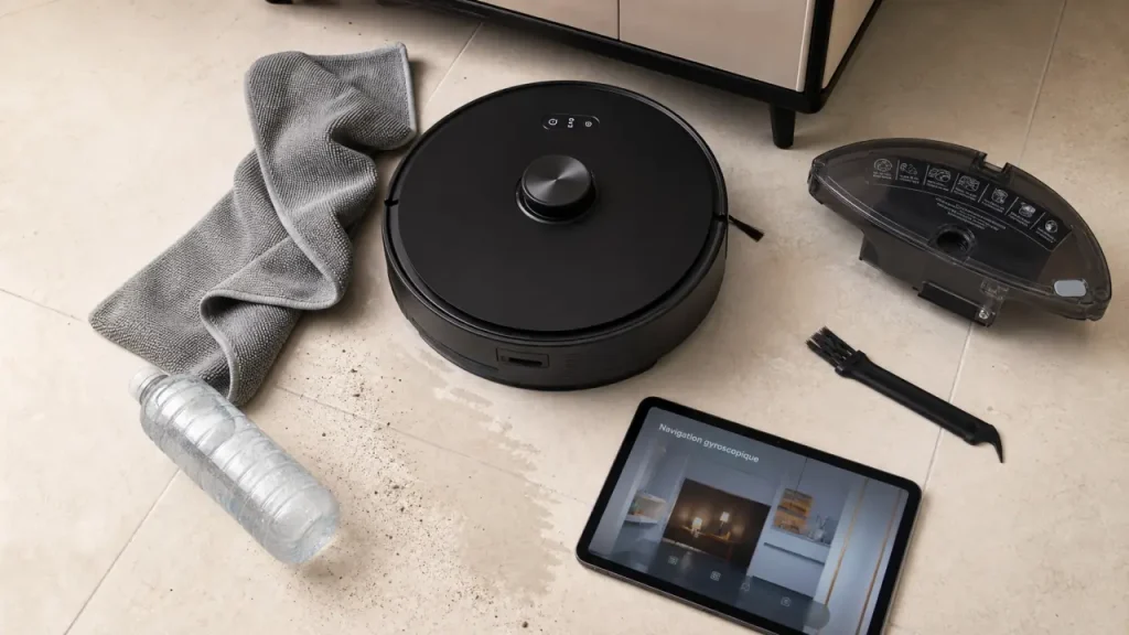 Robot aspirateur laveur Schneider : 180 min d’autonomie, lavage microfibre et limites à connaître