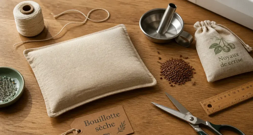 Tutoriel bouillotte seche : bouillotte sèche maison en coton avec graines de lin et coutures sûres
