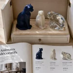 Animaux décoration intérieure : figurines et statues décoratives sur travertin