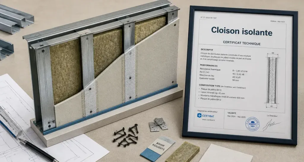 Cloison isolante en placo : comment choisir votre système pour l&rsquo;acoustique, le feu et le thermique ?