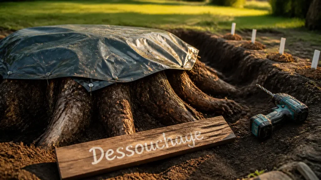 Détruire une souche : arrachage, dévitalisation ou feu selon le terrain