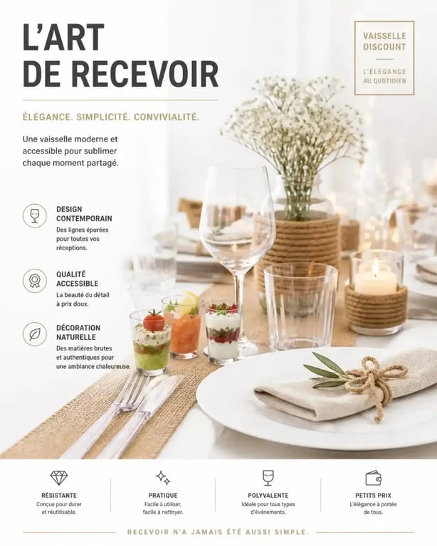 Table de réception élégante décorée avec de la vaisselle discount pour un événement réussi