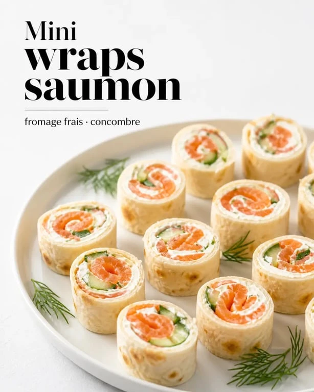 Apero wrap de mini wraps saumon concombre sur plateau apéritif
