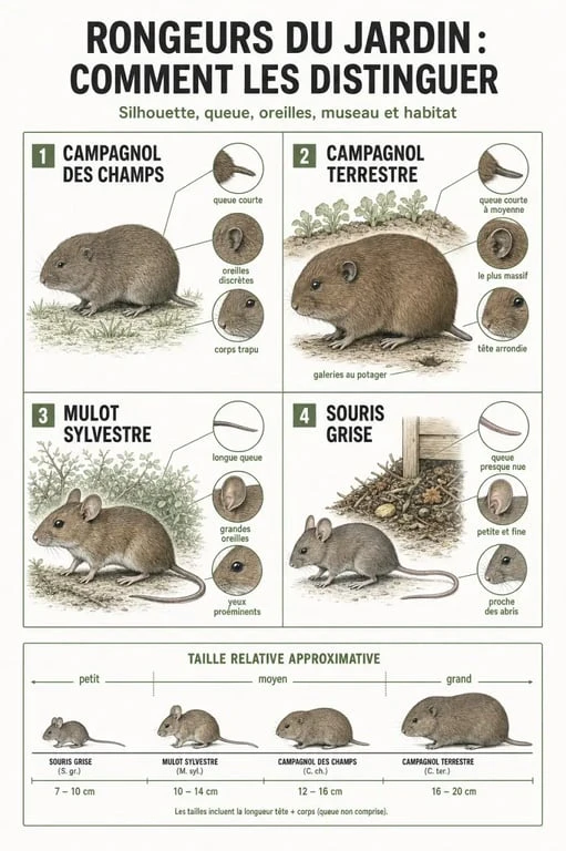 Rongeurs du jardin : comparaison visuelle des principales espèces pour mieux les identifier