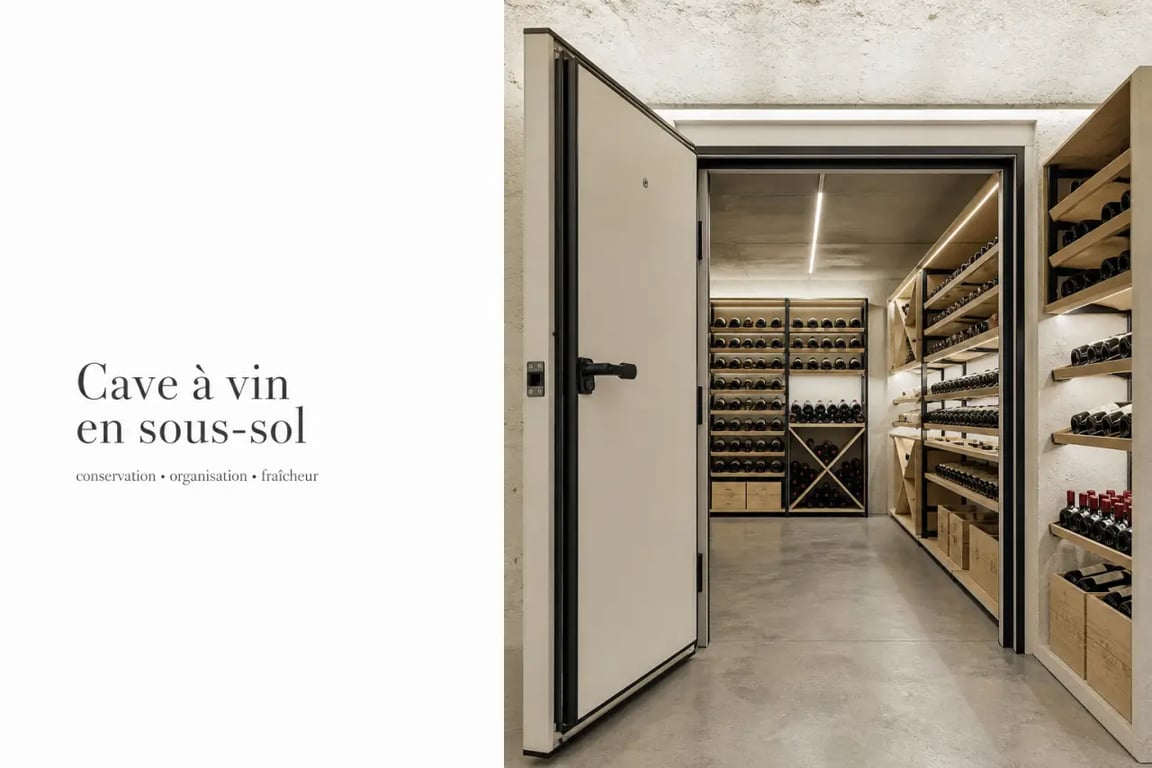 Aménager une cave à vin fonctionnelle dans son sous-sol avec rangements muraux et éclairage LED