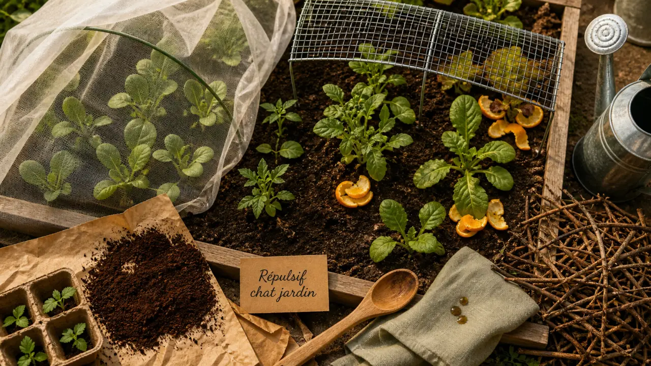 Repulsif chat jardin : voile, marc de café et barrière anti-chats