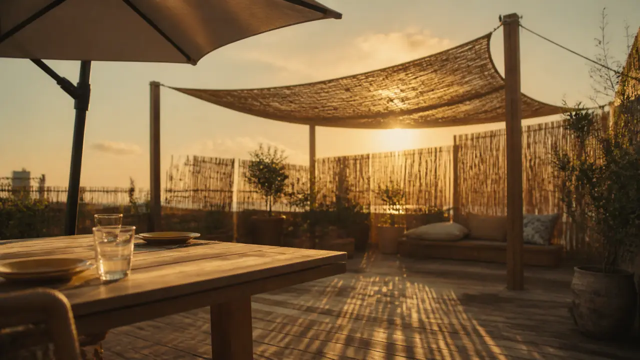Terrasse ombragée plein sud avec voile d’ombre