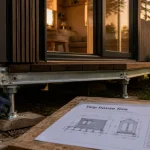 Tiny house fixe : main ajuste le châssis pour la stabilité