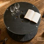 Touret en table basse DIY avec verre 6 mm et noir mat