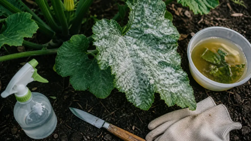 Voile blanc sur la courgette : reconnaître l’oïdium, agir tôt et protéger le feuillage