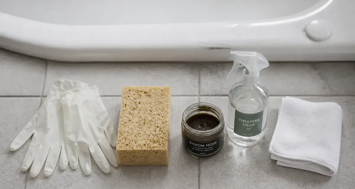 Baignoire nettoyage : produit doux et microfibre pour calcaire