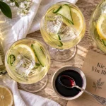 Cocktail au vin blanc, Kir et apéritif frais avec citron et concombre