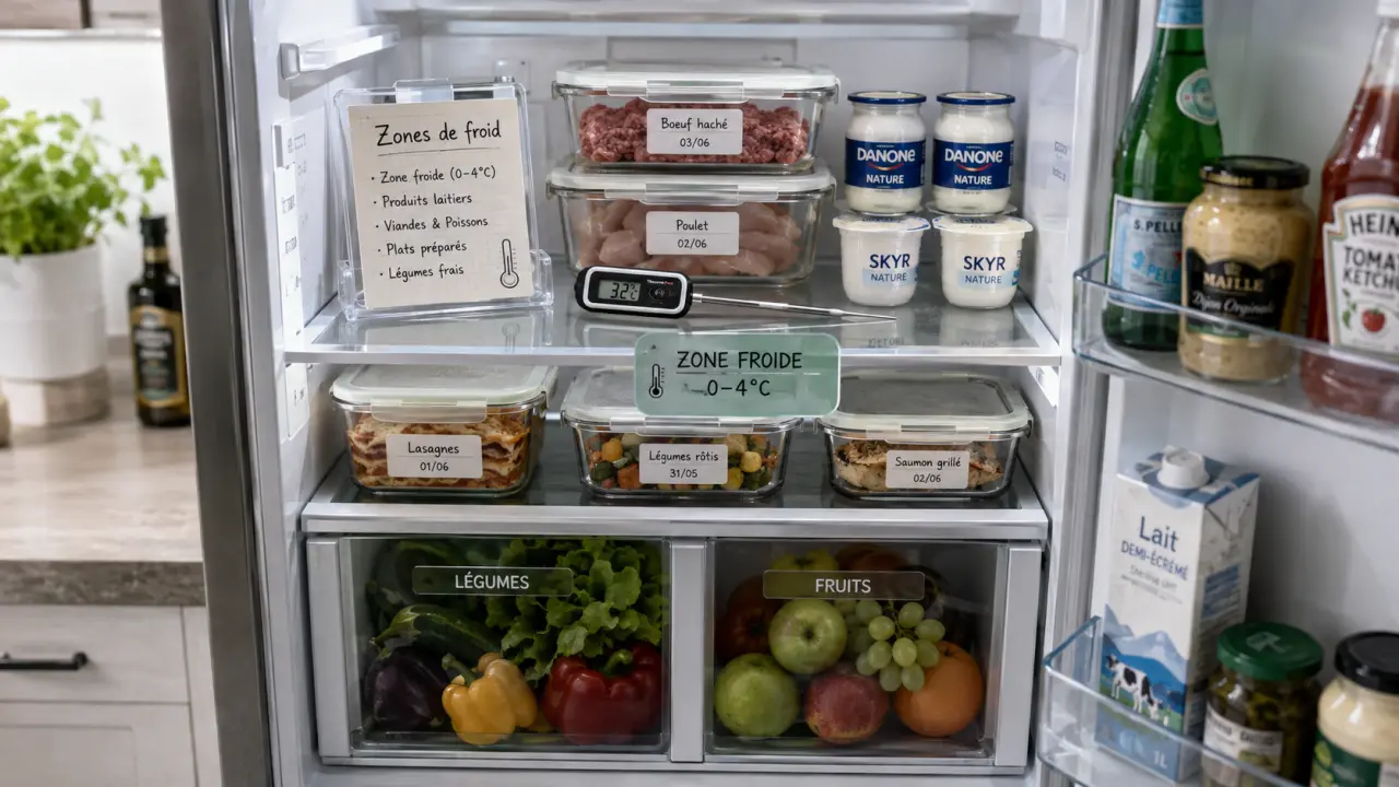 Comment ranger son frigo : zones de froid, dates et contenants pour éviter le mélange.