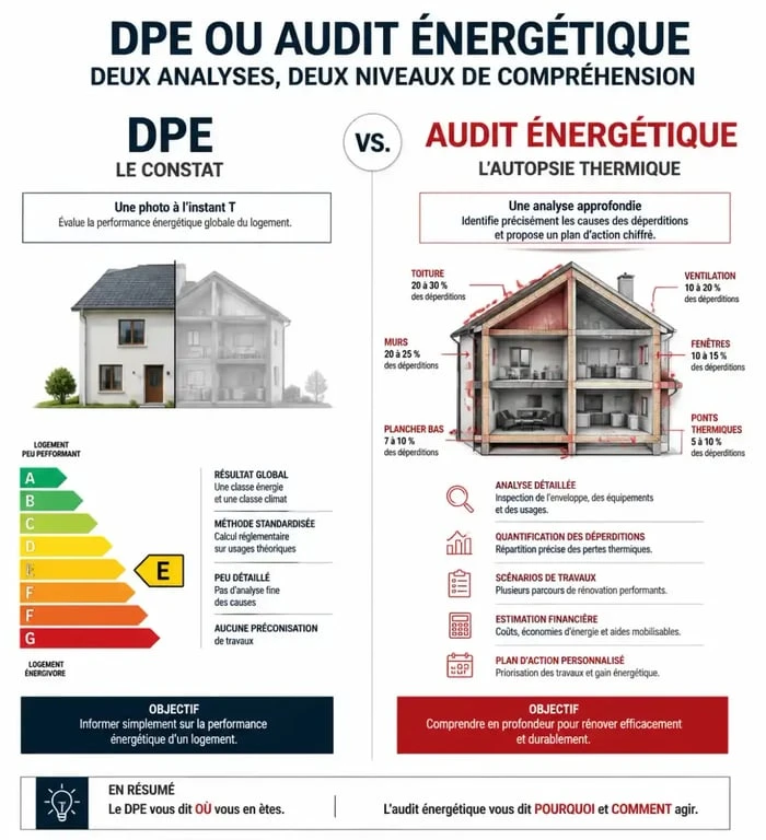 Différence entre DPE et audit énergétique exemple de rapport