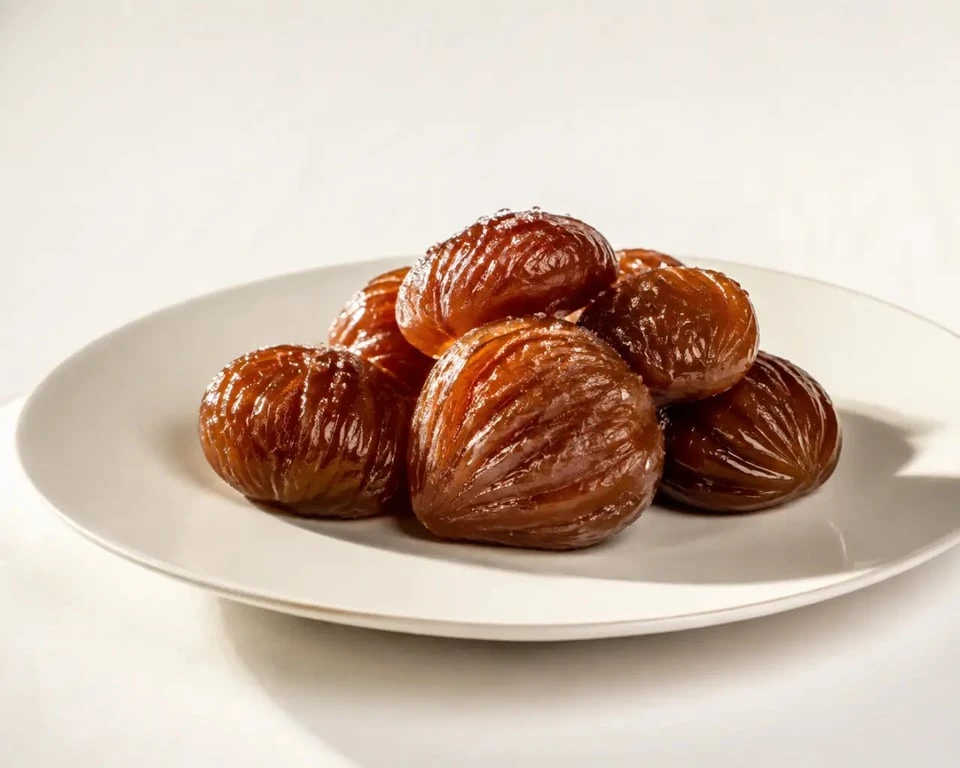 Recettes des marrons glacés maison sur une assiette élégante