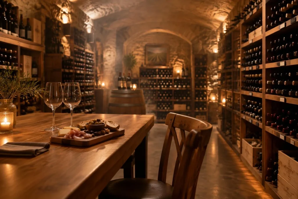 Cave à vin conviviale : 12 à 14 °C, 70 à 80 % d’humidité et un agencement pensé pour la dégustation
