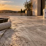 Peindre une dalle en beton exterieur : rouleau sur béton préparé