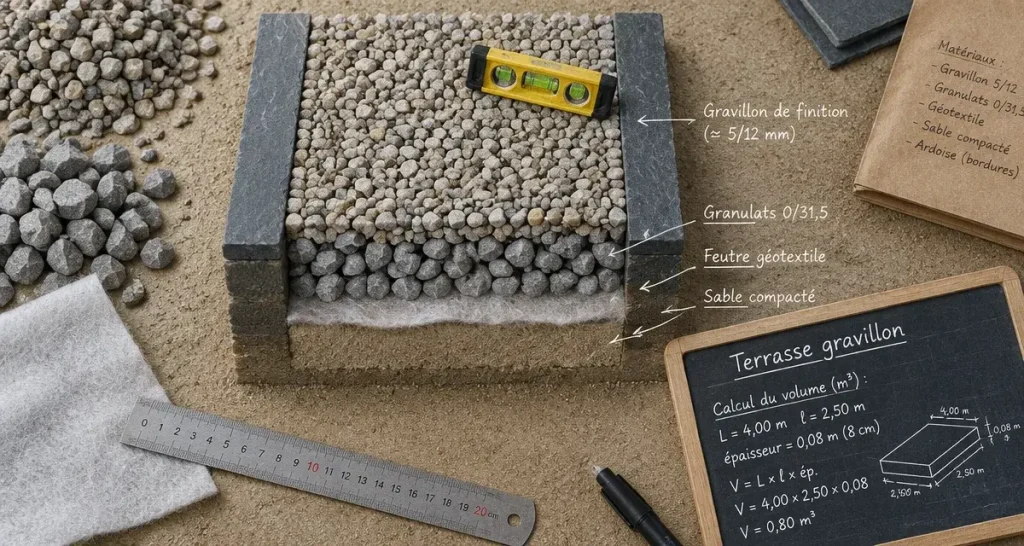 Terrasse en gravillon : une base stable pour rester au sec